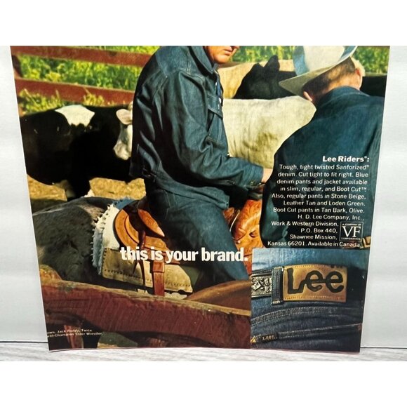 Lee Riders Denim Western Apparel Vintage Print Ad 1970s Jack Roddy Rodeo - Picture 5 of 6